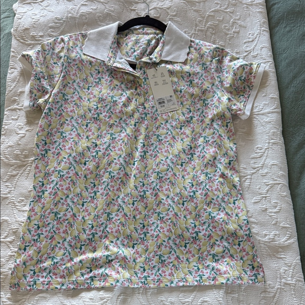 Walter Hagen Lemon and Floral Polo Golf Shirt